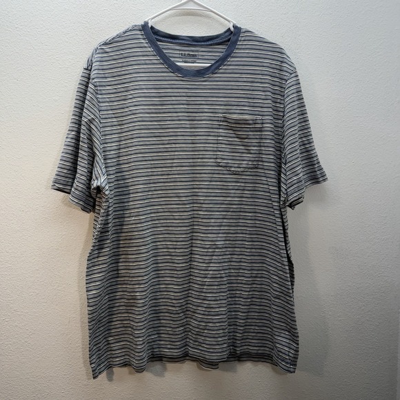 L.L. Bean Other - LL Bean Men's T-shirt XL Striped Slightly Fitted Blue Casual Crewneck Pocket